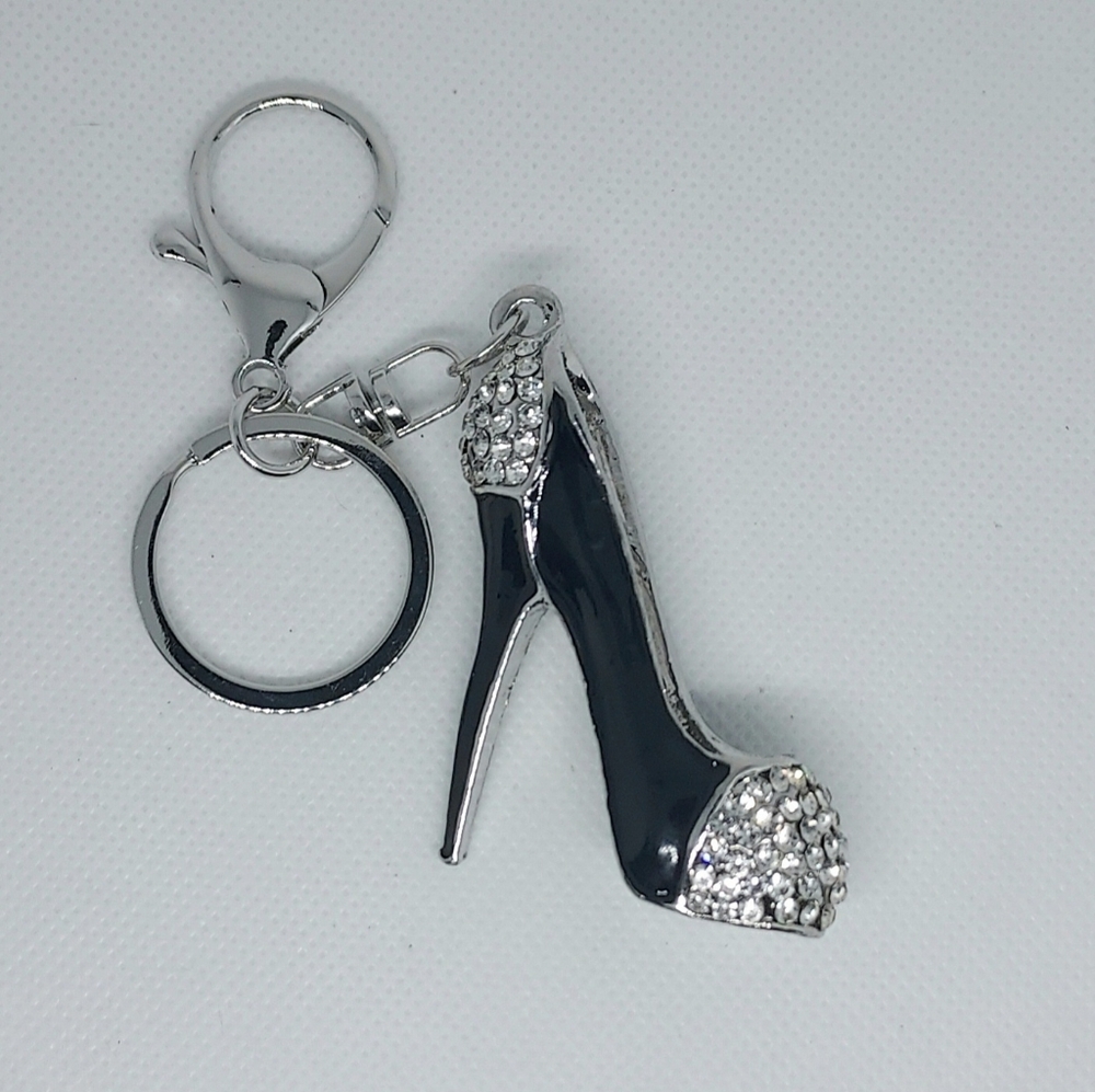 Keychain/Purse Charm Chic Black and Silver High Heel NWT - Picture 3 of 4